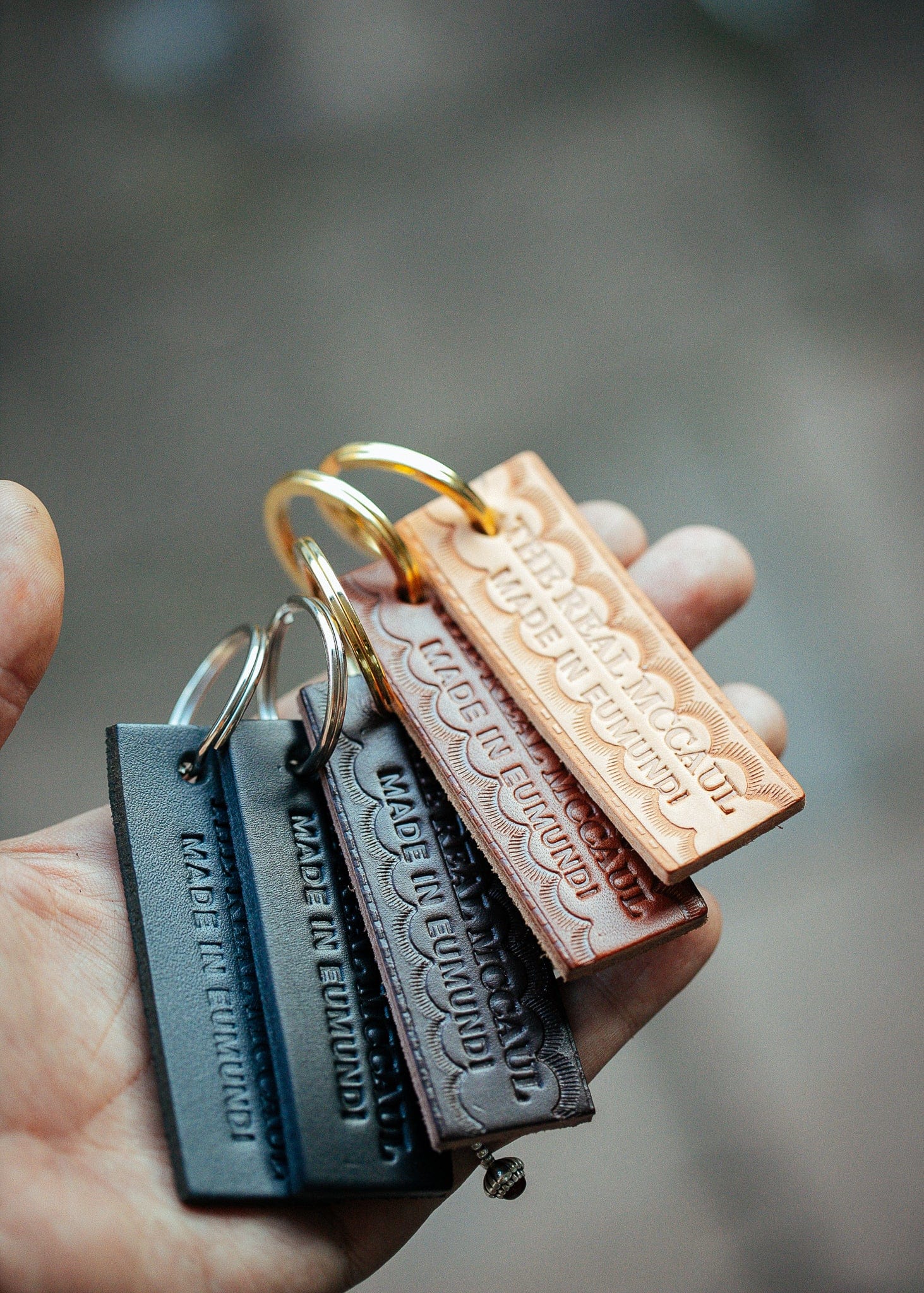 Leather on sale keychain fob