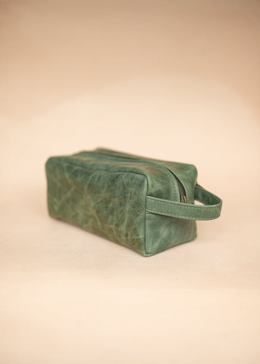 The Real McCaul Apparel & Accessories Marble Green Toiletry Bathroom Washbag - Cowhide Australian Made Australian Owned Leather Australian Made Toiletry Dopp Kit Shaving Bathroom Bag - Cowhide - Men's Gifts