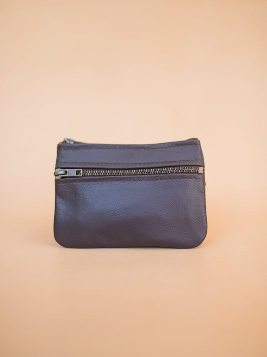 The Real McCaul Coin Purse Paula Zip Pouch - Kangaroo Australian Made Australian Owned Paula Zip Leather Pouch Purse- Made in Australia Kangaroo leather