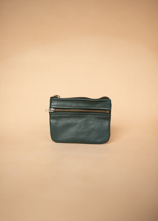 The Real McCaul Coin Purse Small / Green / Antique Paula Zip Pouch - Kangaroo Australian Made Australian Owned Paula Zip Leather Pouch Purse- Made in Australia Kangaroo leather