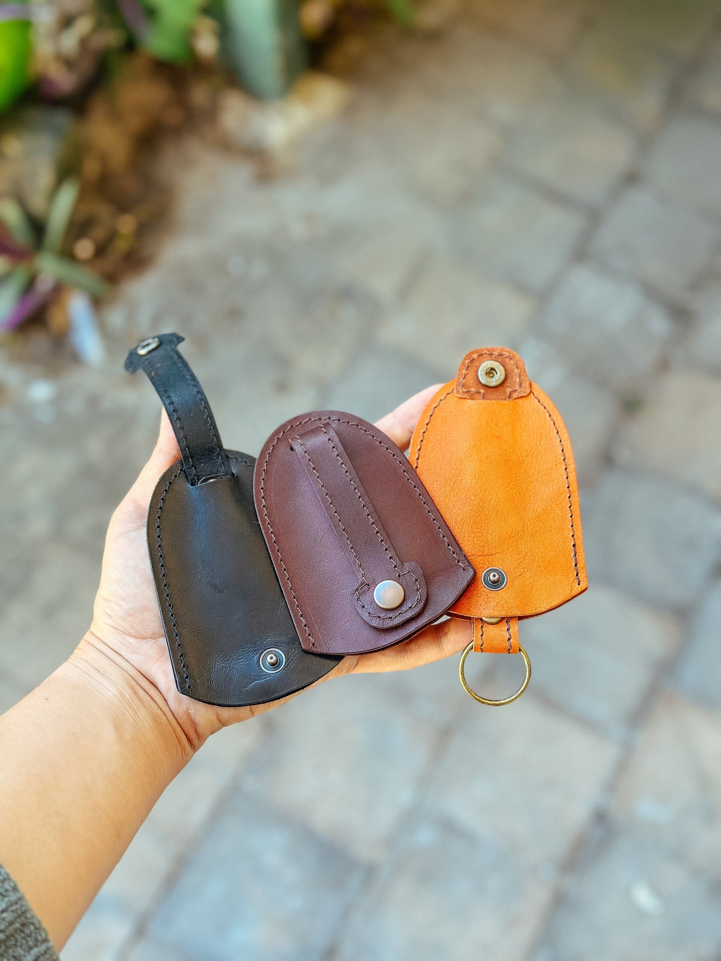 Handmade Leather Key Case Leather Key Holder With Pull Strap 