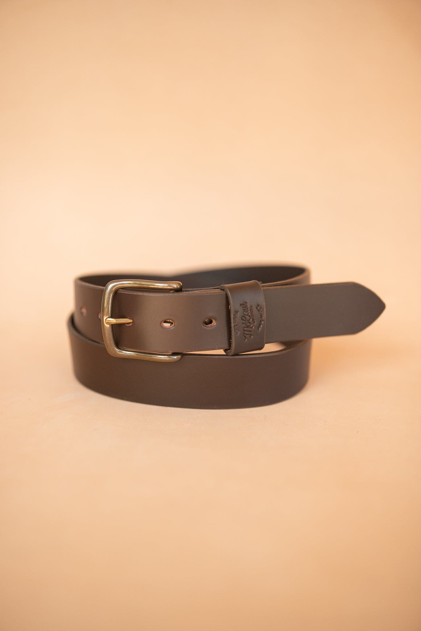 The Real McCaul Leathergoods Belts Antique Brass / 48" (122cm) Legacy Casual Belt 38mm - Dark Brown Australian Made Australian Owned Solid Leather Men's Belt - Handmade in Australia - Dark Brown - Brass Buckle