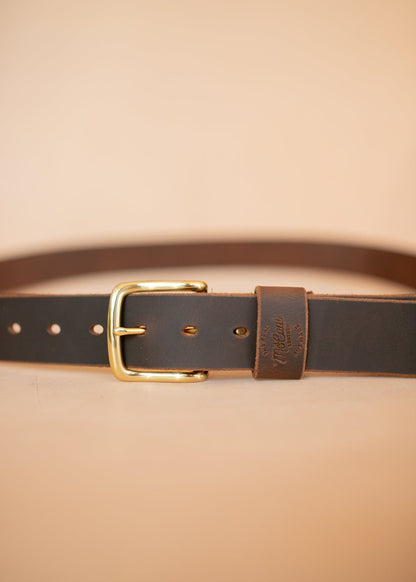 The Real McCaul Leathergoods Belts Gold / 30” (77cm) Legacy Casual Belt 38mm - Rustic Brown Australian Made Australian Owned Solid Leather Men's Belt - Handmade in Australia - Rustic Brown - Brass Buckle