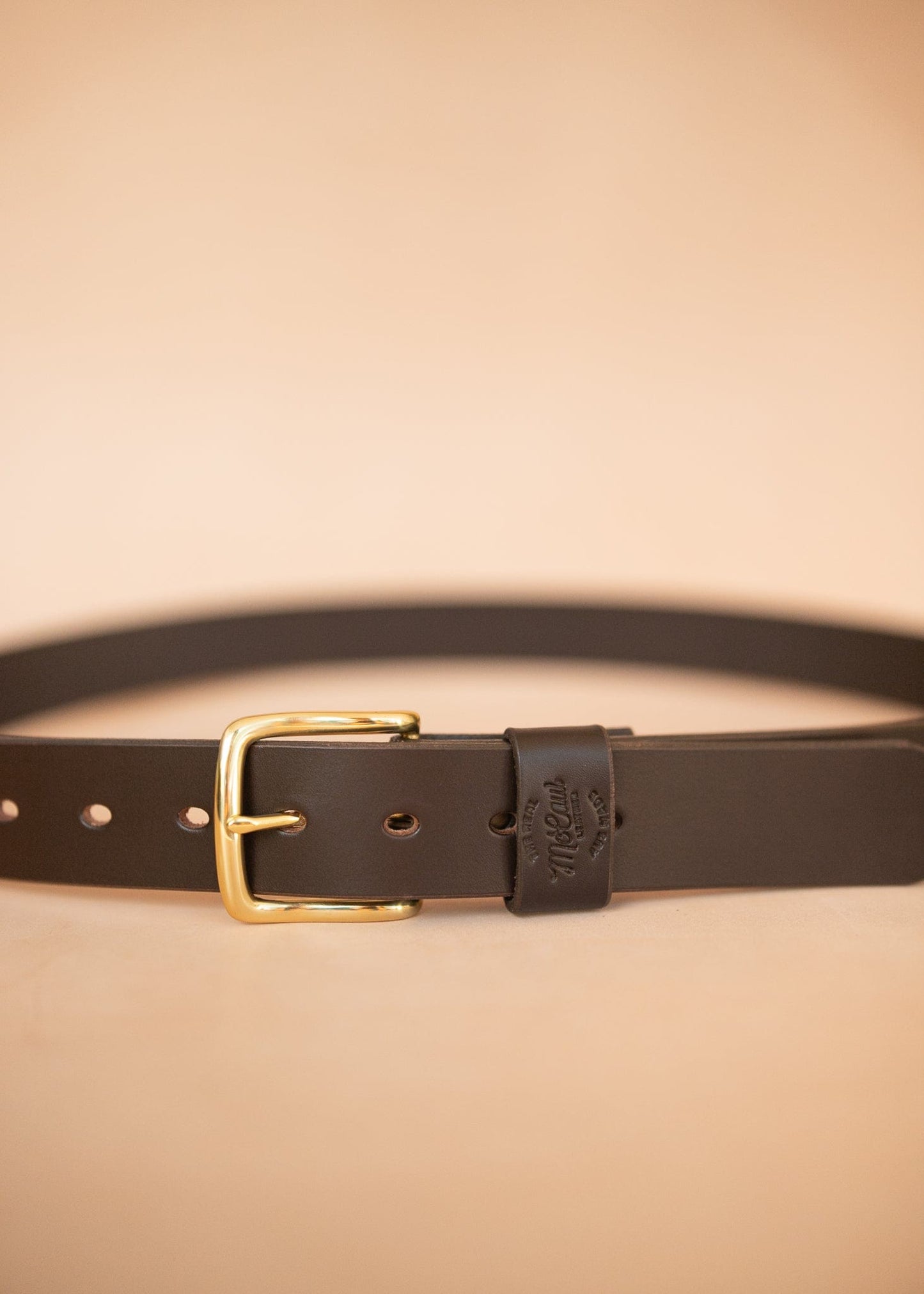 The Real McCaul Leathergoods Belts Legacy Casual Belt 38mm - Dark Brown Australian Made Australian Owned Solid Leather Men's Belt - Handmade in Australia - Dark Brown - Brass Buckle