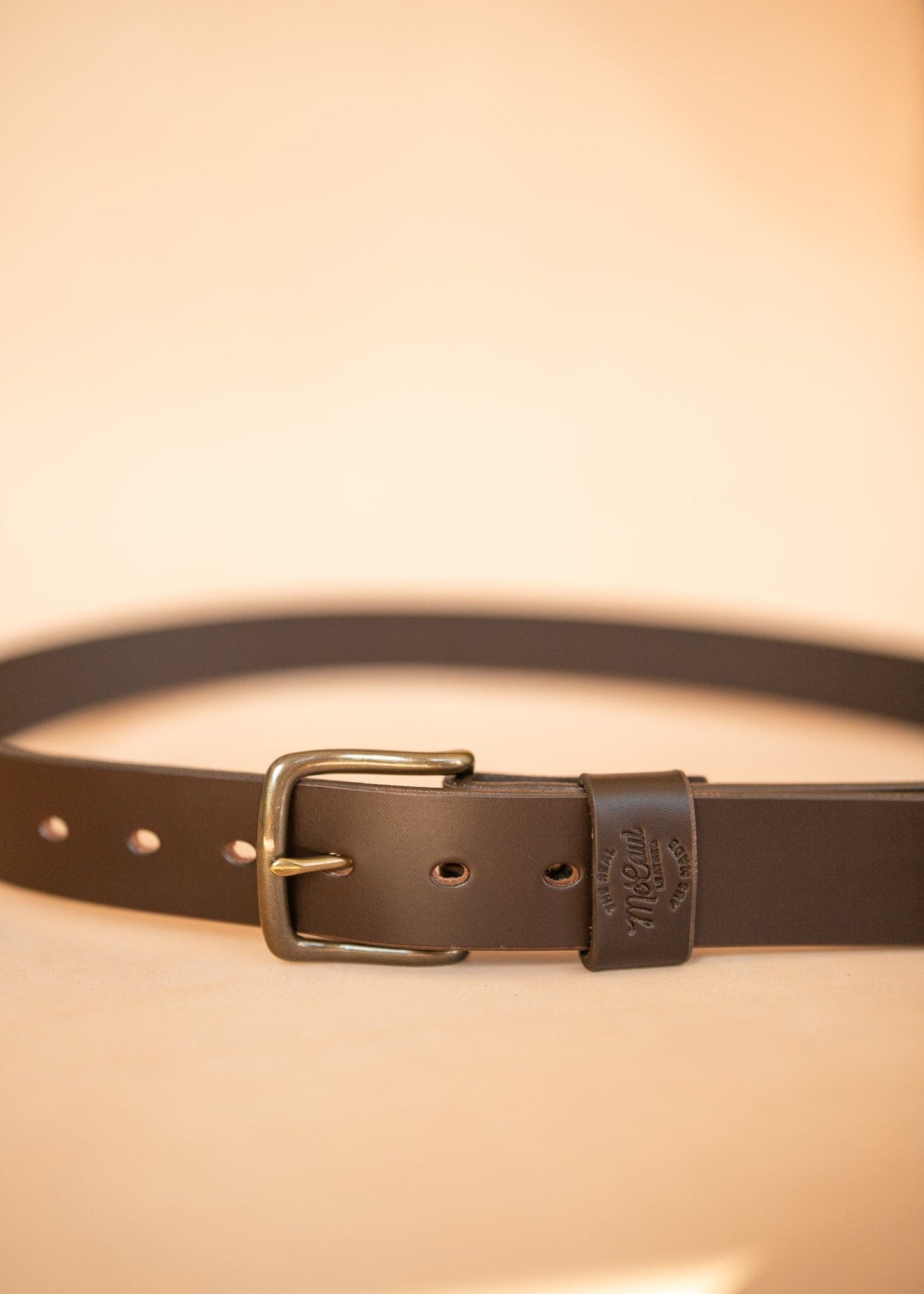 The Real McCaul Leathergoods Belts Legacy Casual Belt 38mm - Dark Brown Australian Made Australian Owned Solid Leather Men's Belt - Handmade in Australia - Dark Brown - Brass Buckle