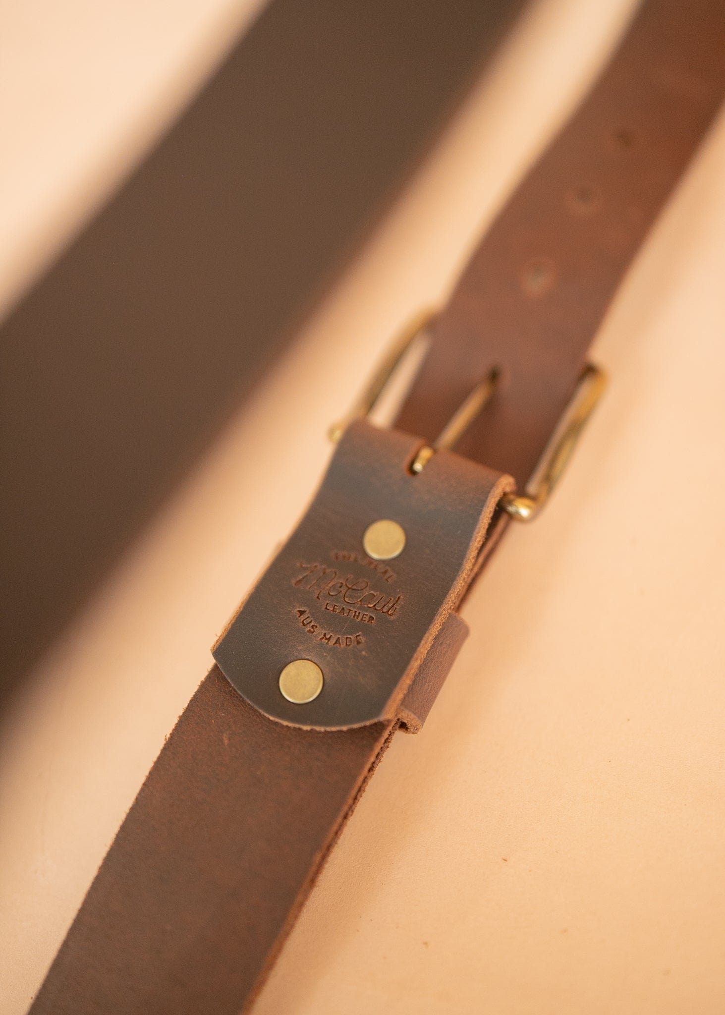 Brown Leather Wide Belt w Repeating popular Design in Antiqued Brass Spots and Hardware