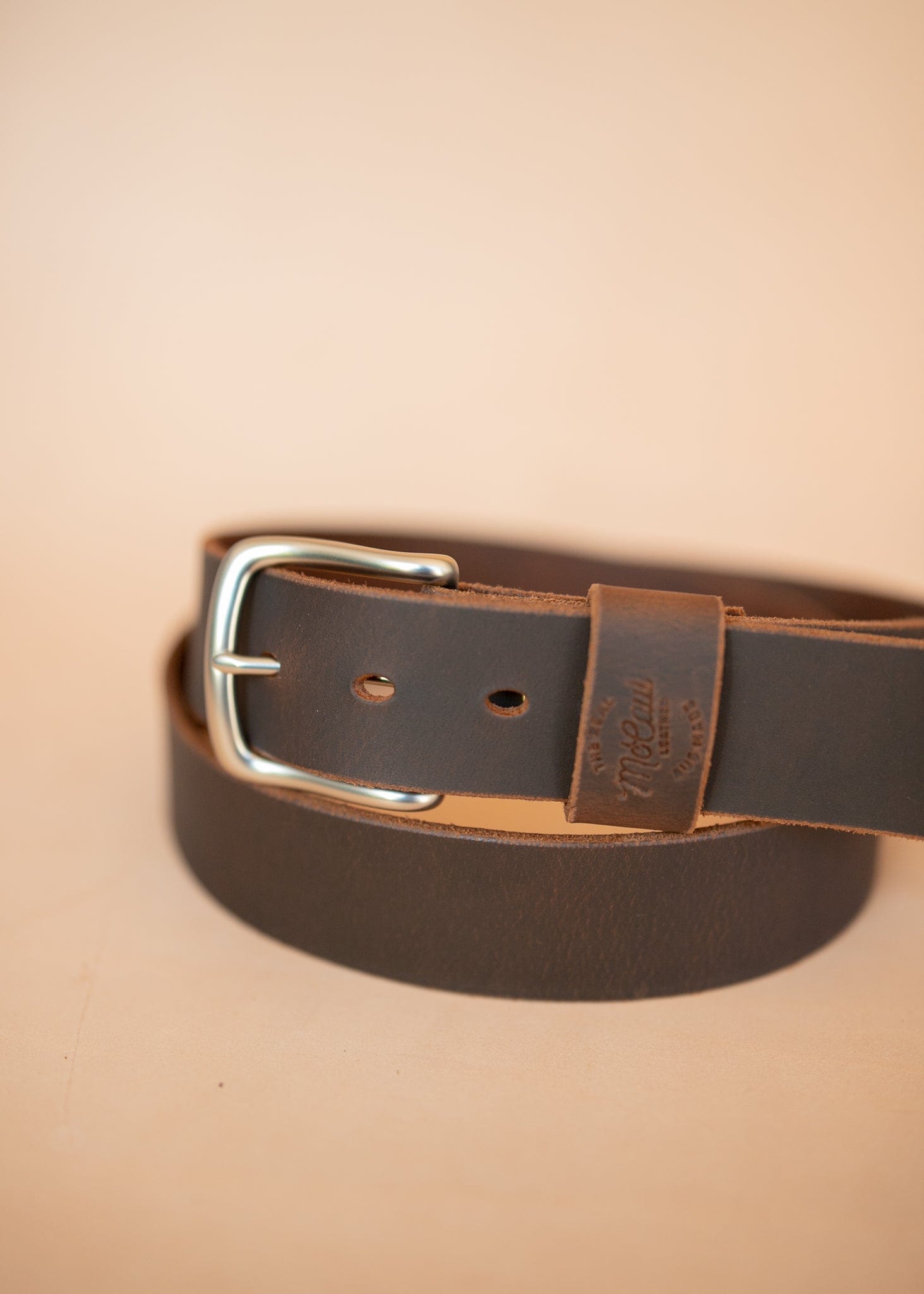 The Real McCaul Leathergoods Belts Legacy Casual Belt 38mm - Rustic Brown Australian Made Australian Owned Solid Leather Men's Belt - Handmade in Australia - Rustic Brown - Brass Buckle