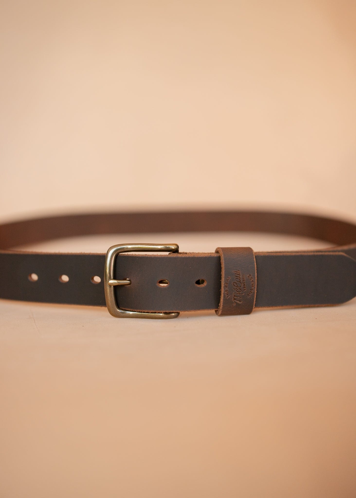 The Real McCaul Leathergoods Belts Legacy Casual Belt 38mm - Rustic Brown Australian Made Australian Owned Solid Leather Men's Belt - Handmade in Australia - Rustic Brown - Brass Buckle