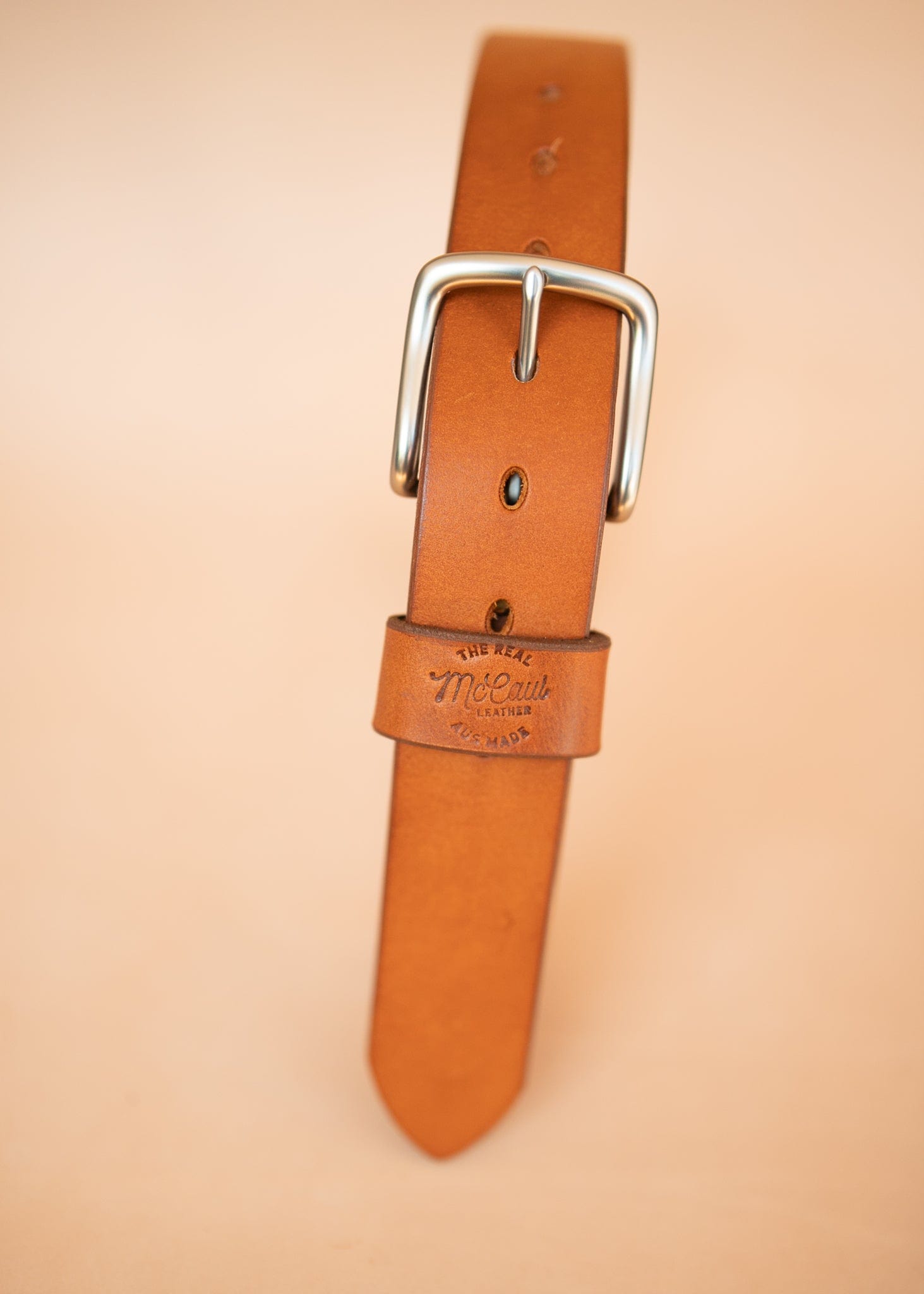 The Real McCaul Leathergoods Belts Legacy Casual Belt 38mm - Rustic Tan Australian Made Australian Owned Solid Leather Men's Belt - Handmade in Australia - Black - Brass Buckle