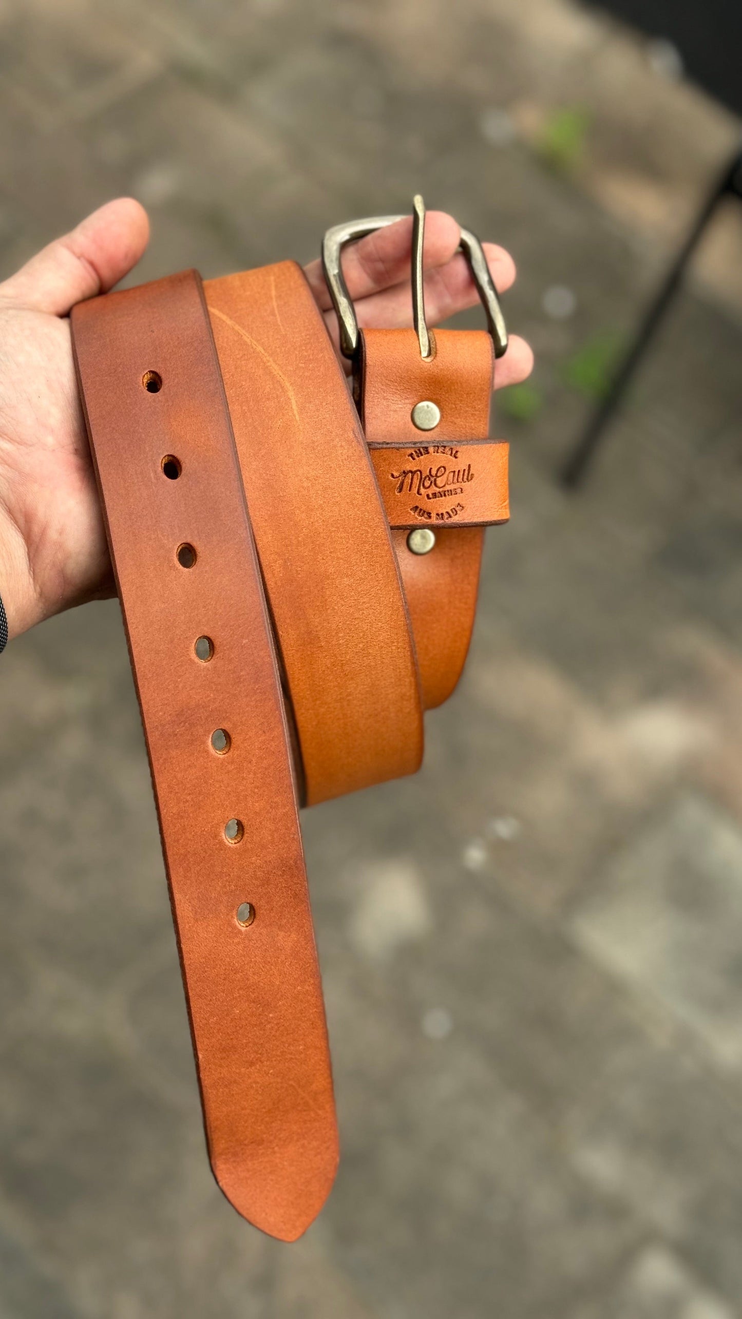 The Real McCaul Leathergoods Belts Legacy Casual Belt 38mm - Tan Australian Made Australian Owned Solid Leather Men's Belt - Handmade in Australia - Black - Brass Buckle