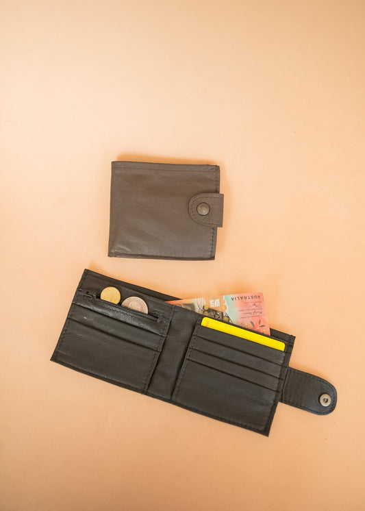 The Real McCaul Leathergoods Bifold Wallet With Coin Zip - Cowhide Australian Made Australian Owned Bifold Wallet With Coin Zip - Cowhide