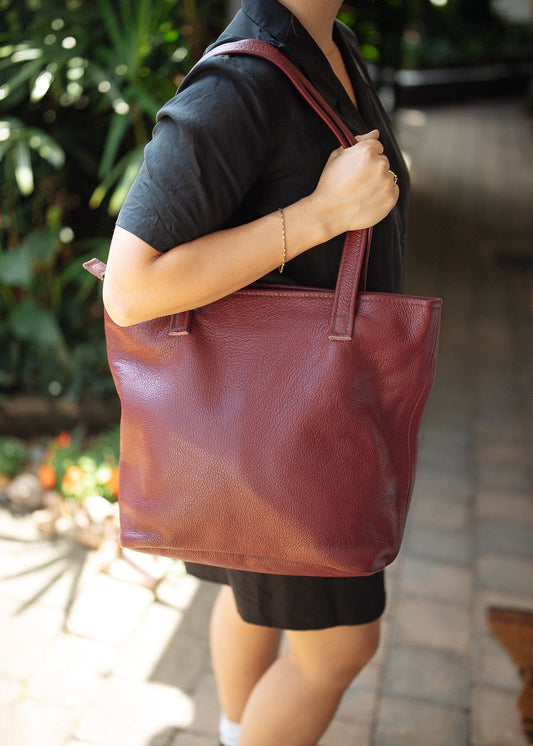 The Real McCaul Leathergoods Handbags The Michelle Handbag - Burgundy Australian Made Australian Owned Leather Women's HandBag Australian Made