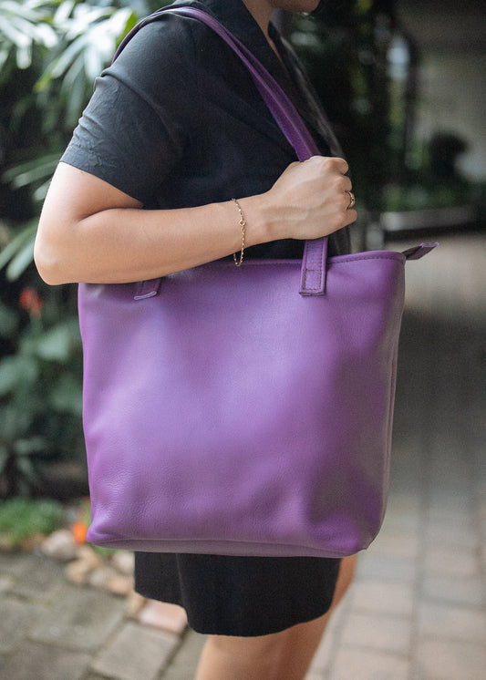 The Real McCaul Leathergoods Handbags The Michelle Handbag - Purple Australian Made Australian Owned Leather Women's HandBag Australian Made