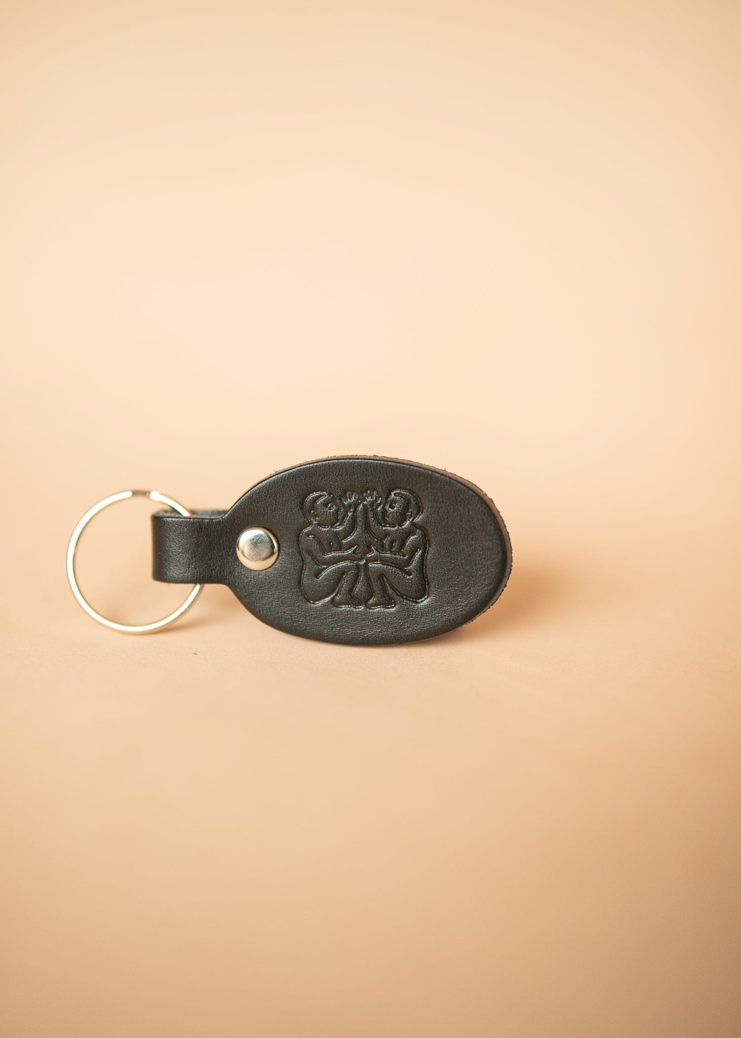 The Real McCaul Leathergoods Keyring Gemini Keyring - Zodiac Horoscope Star Sign - Black Australian Made Australian Owned Horoscope Zodiac Star Sign Keyring Leather Made in Australia