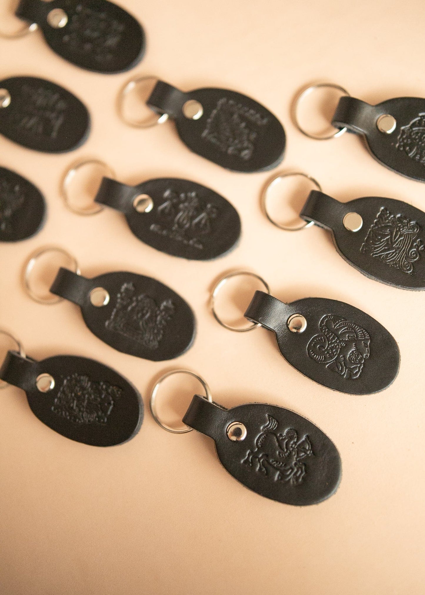 The Real McCaul Leathergoods Keyring Keyring - Zodiac Horoscope Star Sign - Black Australian Made Australian Owned Horoscope Zodiac Star Sign Keyring Leather Made in Australia