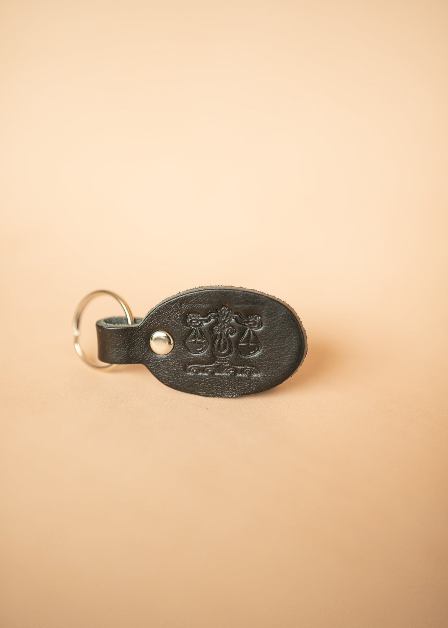 The Real McCaul Leathergoods Keyring Libra Keyring - Zodiac Horoscope Star Sign - Black Australian Made Australian Owned Horoscope Zodiac Star Sign Keyring Leather Made in Australia