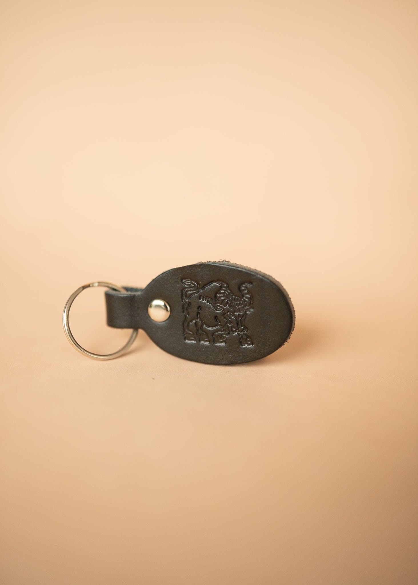 The Real McCaul Leathergoods Keyring Taurus Keyring - Zodiac Horoscope Star Sign - Black Australian Made Australian Owned Horoscope Zodiac Star Sign Keyring Leather Made in Australia