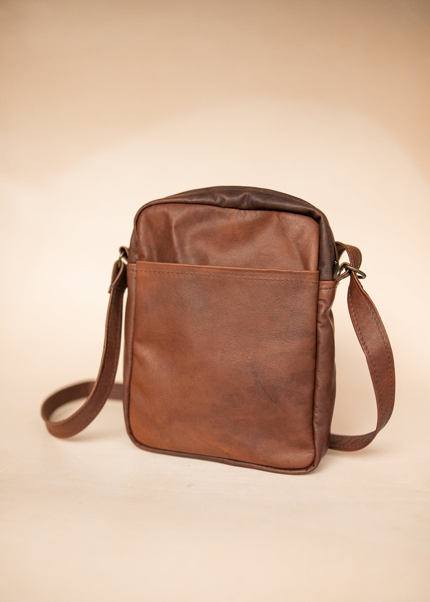 The Real McCaul Leathergoods Manbag Brown Charlie Satchel Sidebag - Kangaroo Australian Made Australian Owned Charlie Leather Sidebag Satchel Man Bag- Made In Australia