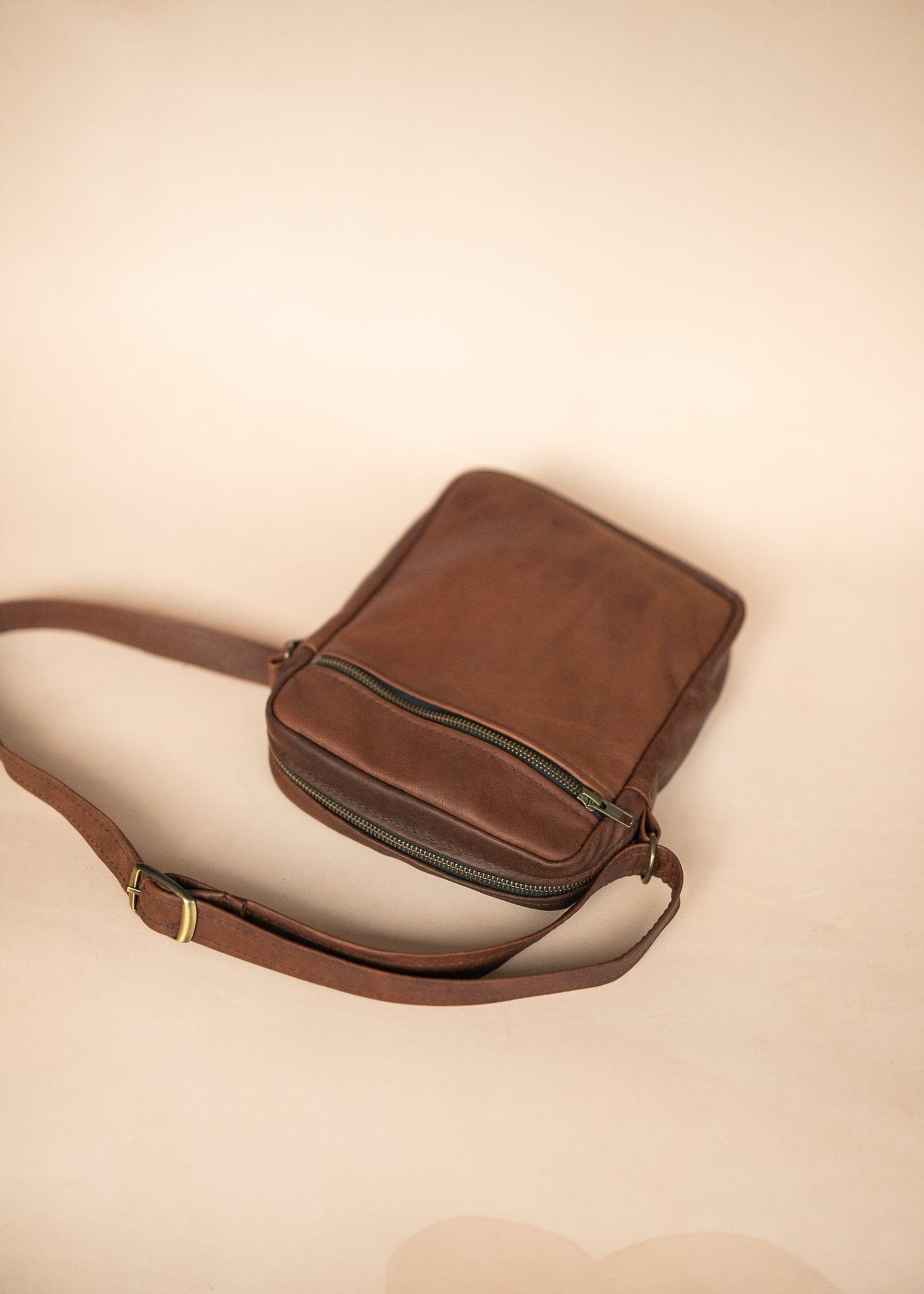 The Real McCaul Leathergoods Manbag Charlie Satchel Sidebag - Kangaroo Australian Made Australian Owned Charlie Leather Sidebag Satchel Man Bag- Made In Australia