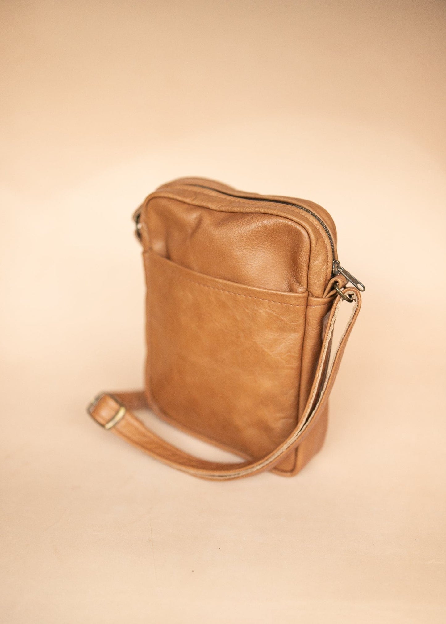 The Real McCaul Leathergoods Manbag Tan Charlie Satchel Sidebag - Cowhide Australian Made Australian Owned Charlie Leather Sidebag Satchel Man Bag- Made In Australia