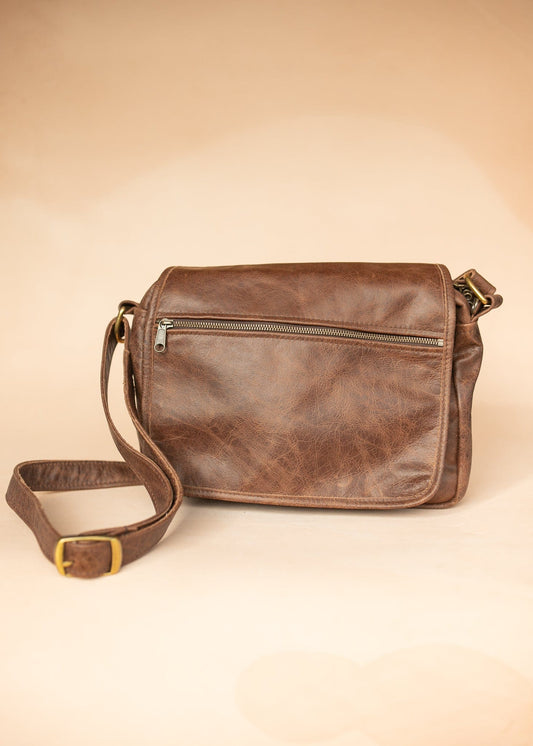 The Real McCaul Leathergoods Marble Brown (Premium) Zeuss Satchel - Cowhide Australian Made Australian Owned Men's Leather Satchel Made In Australia- Laptop/iPad