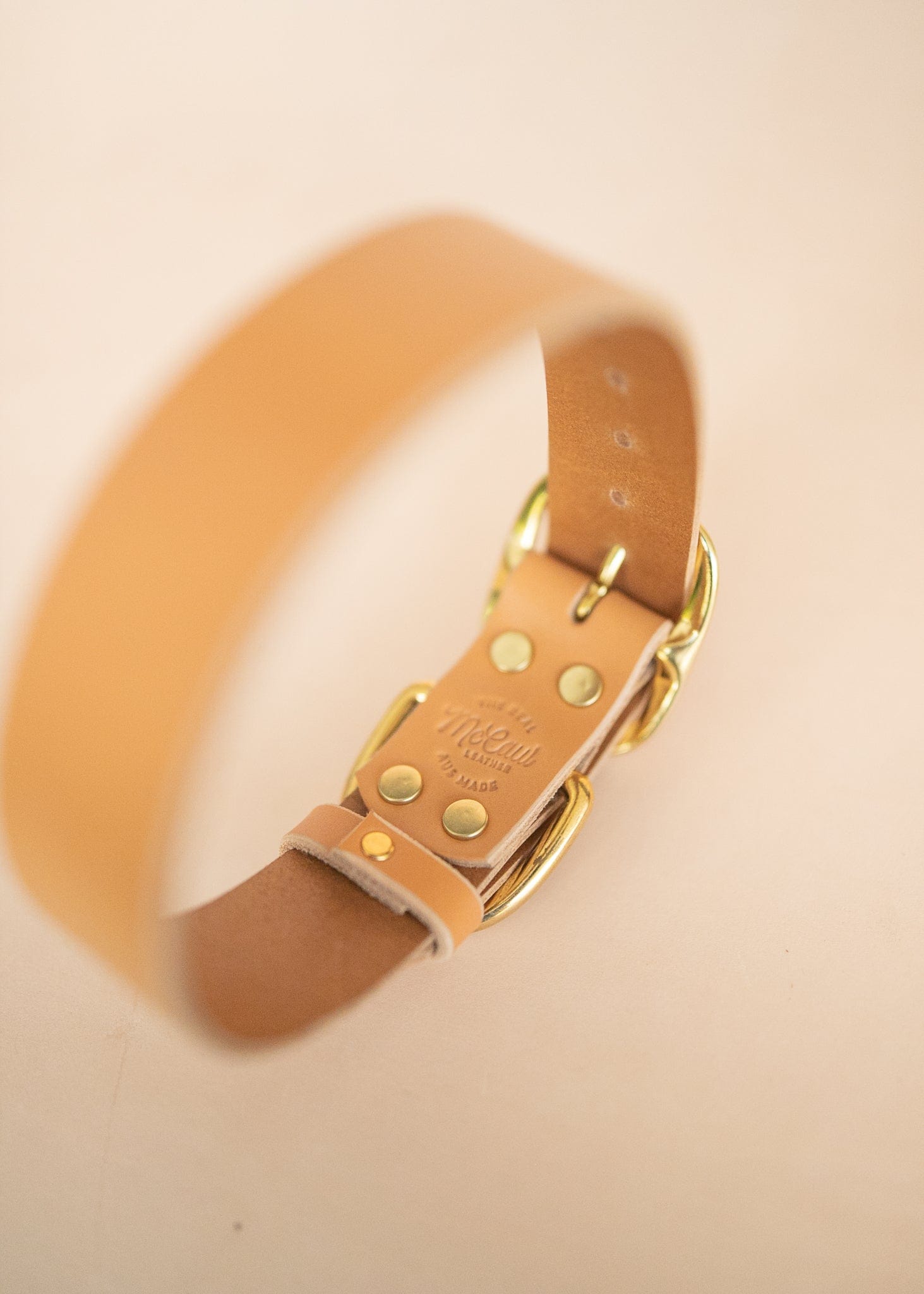 The Real McCaul Leathergoods Pet Collars & Harnesses Classic Dog Collar - 38mm - Natural Australian Made Australian Owned Leather Dog Collar with Brass Fittings- Australian Made