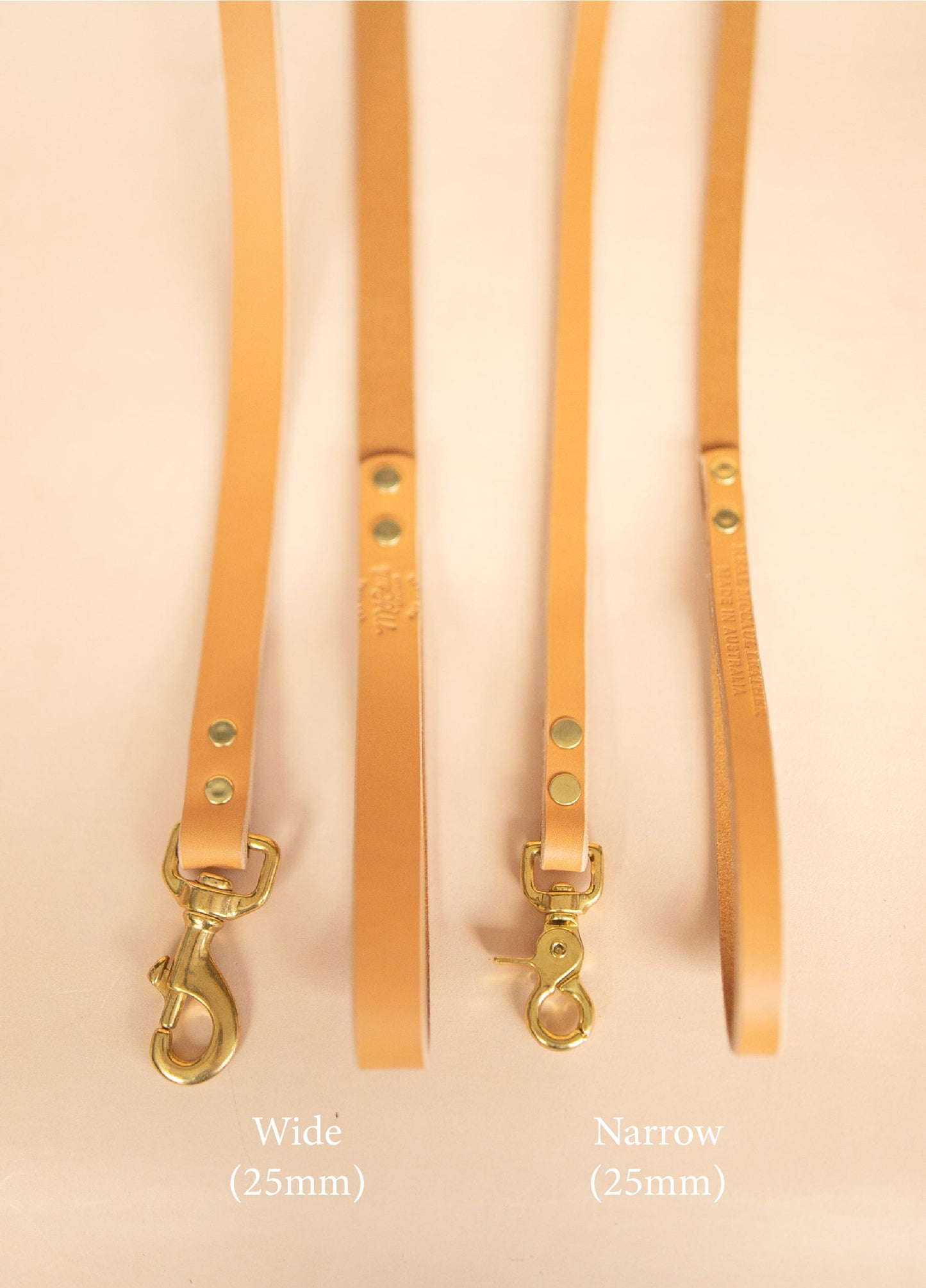 The Real McCaul Leathergoods Pet Leashes Narrow Dog Leash - Natural Australian Made Australian Owned Leather Dog Lead or Leash - HandMade In Australia- Brass Fittings