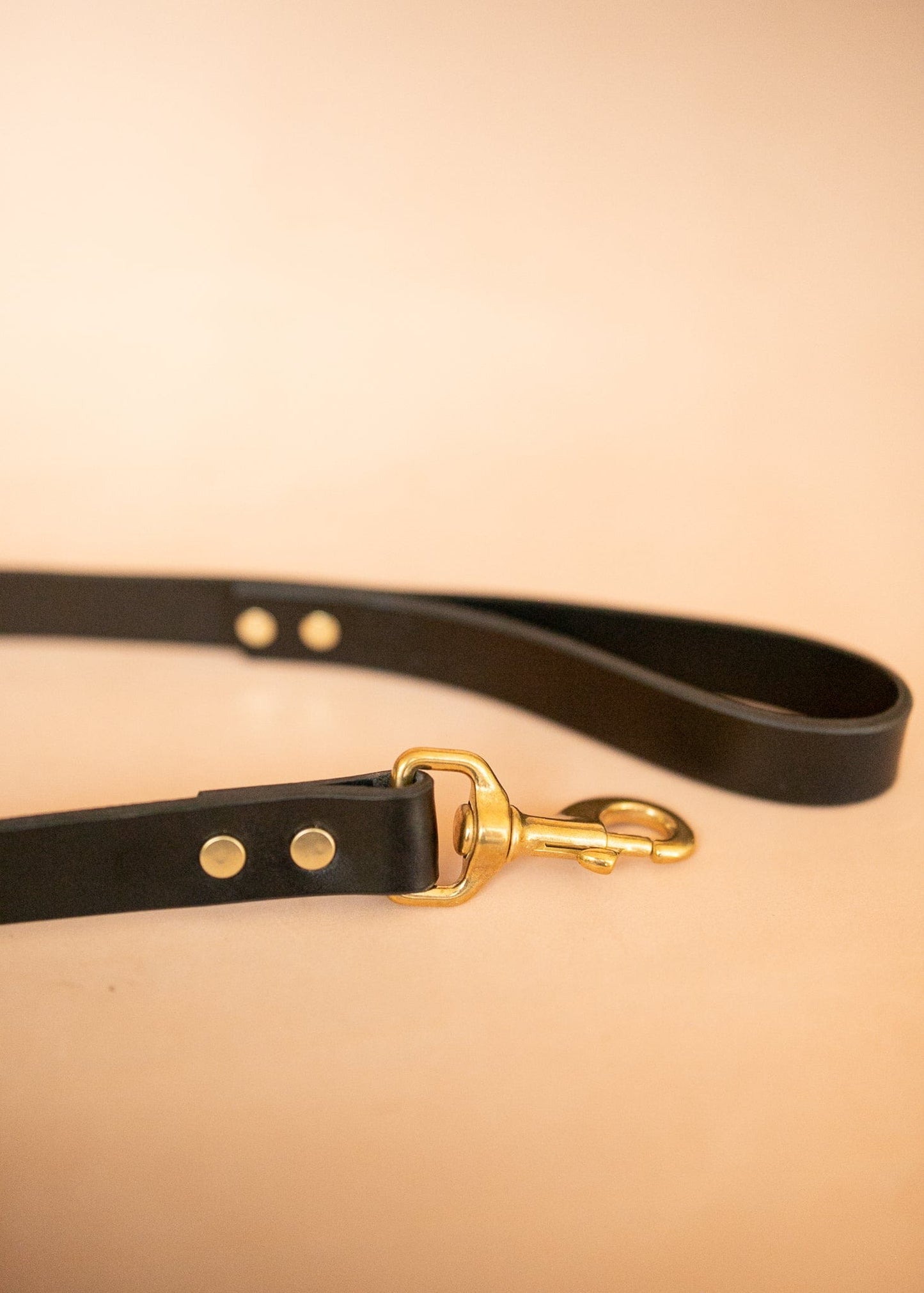 The Real McCaul Leathergoods Pet Leashes Wide Dog Leash - Black Australian Made Australian Owned Leather Dog Leash with Brass Fittings- Australian Made