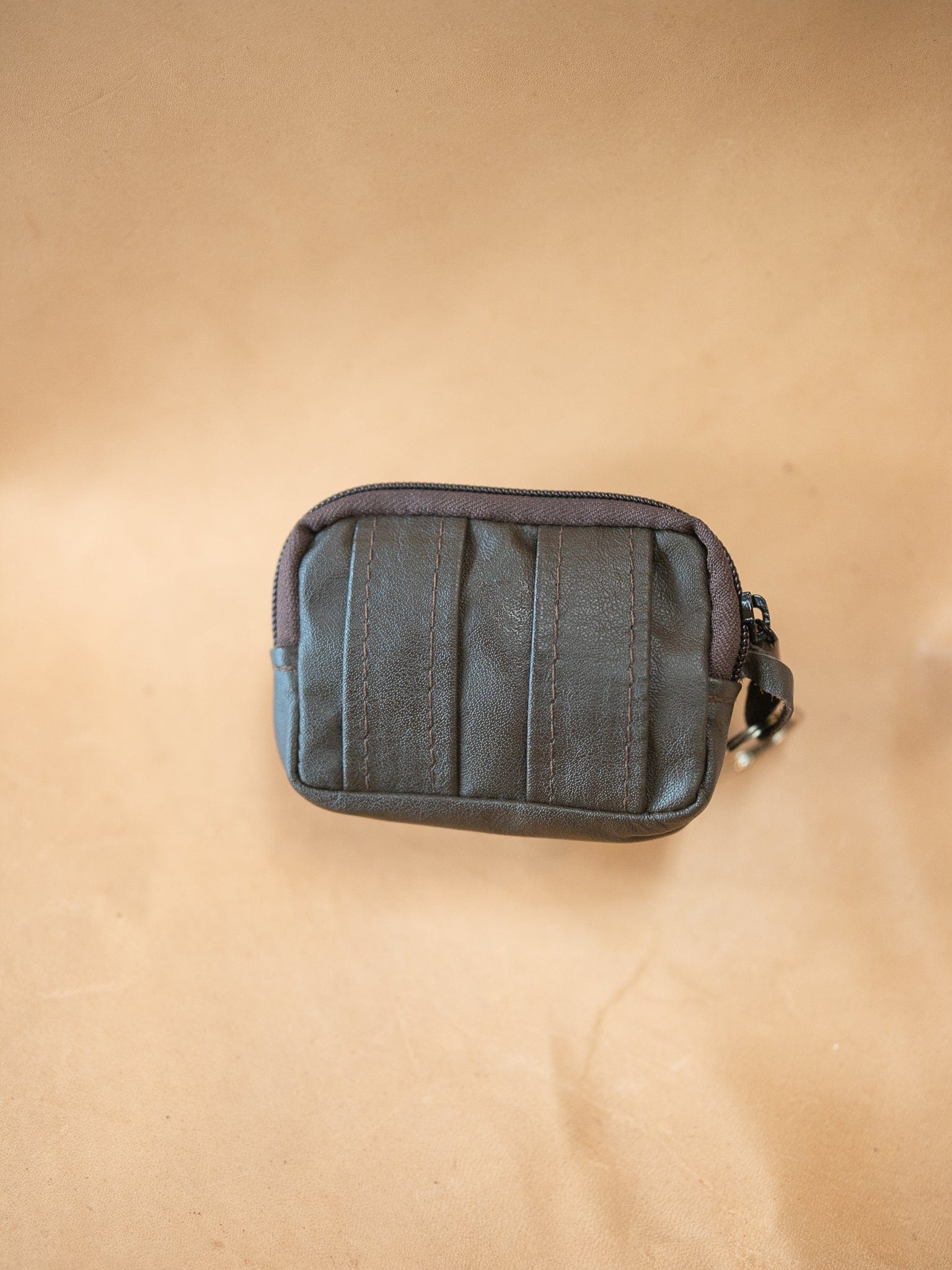 The Real McCaul Leathergoods Purses Dark Brown Two Zip Key Belt Pouch - Cowhide Australian Made Australian Owned Double Zip Leather Key Belt Purse Made In Australia