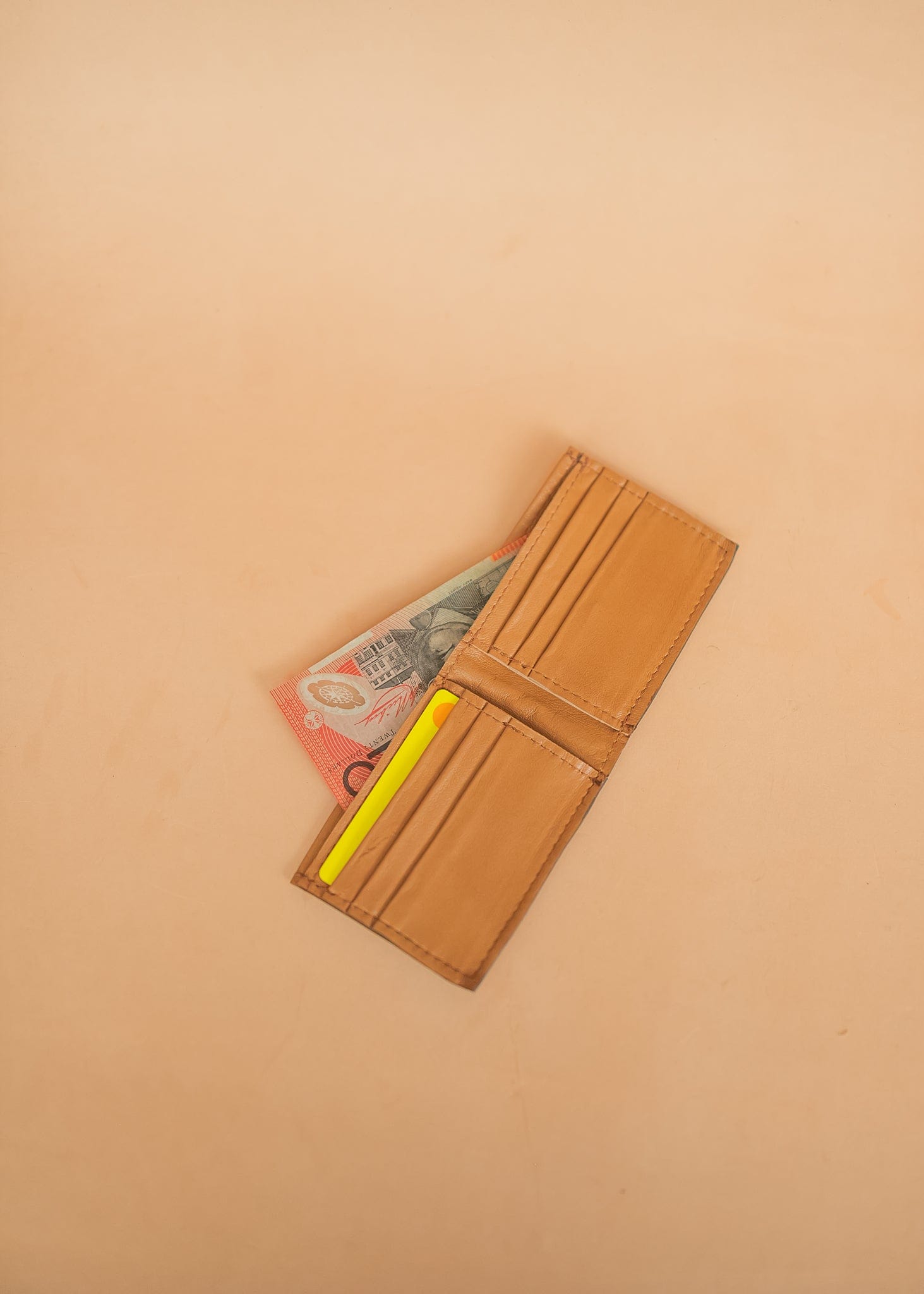 The Real McCaul Leathergoods Wallet Tan / Standard Kangaroo (0.6-1.0mm) Small Bifold Wallet - Kangaroo Australian Made Australian Owned Small Bi-Fold Wallet Australian Made - Kangaroo