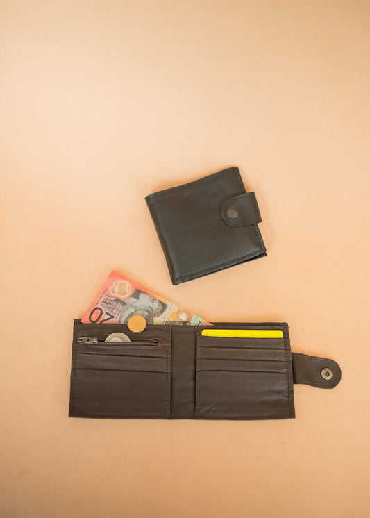 The Real McCaul Leathergoods Wallets Bifold Wallet With Coin Zip - Kangaroo Australian Made Australian Owned Australian Made Leather Bifold Wallet With Coin Zip and Clip - Kangaroo