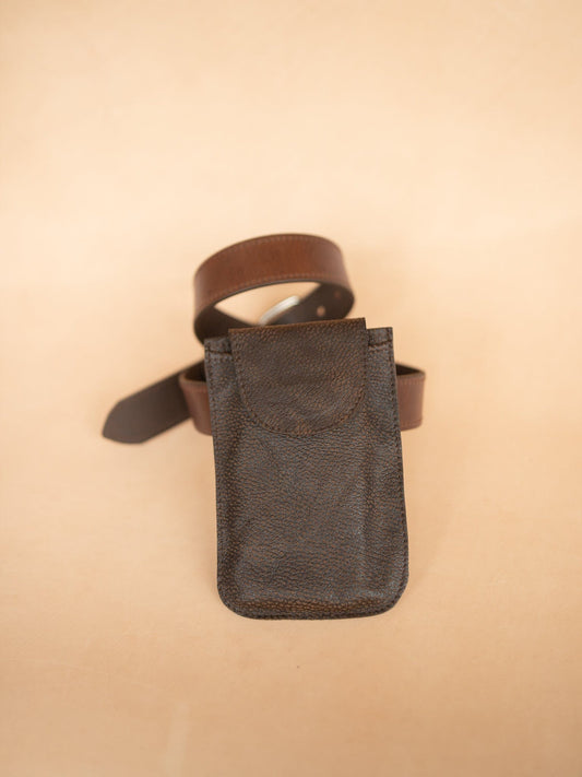 The Real McCaul Purses Phone Pouch Holder for Belt - Vertical - Cowhide Australian Made Australian Owned Leather Belt Pouch for Phone/Sunglasses Australian Made