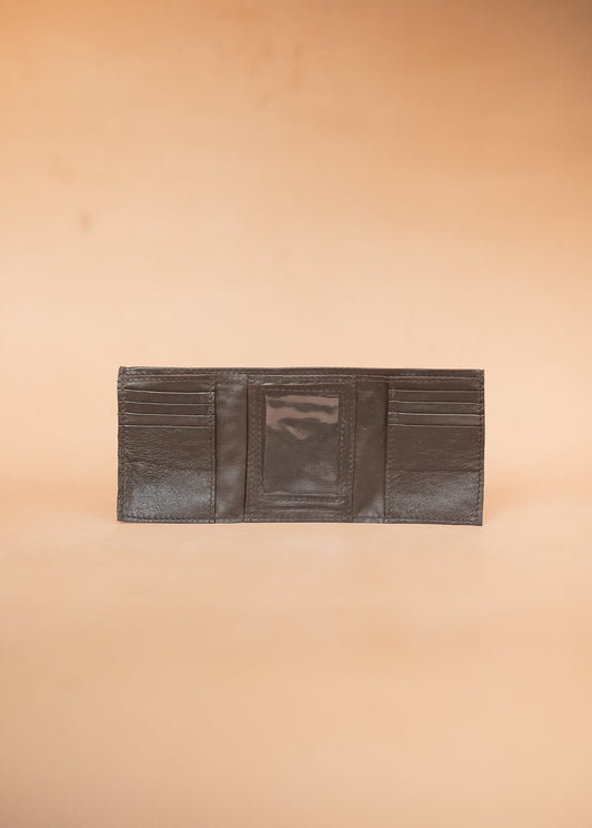 The Real McCaul Wallets Dark Brown / With Coin Zip Trifold Wallet - Kangaroo Australian Made Australian Owned Tri-Fold Men's Wallet - MADE IN AUSTRALIA - Kangaroo & Cowhide Nappa