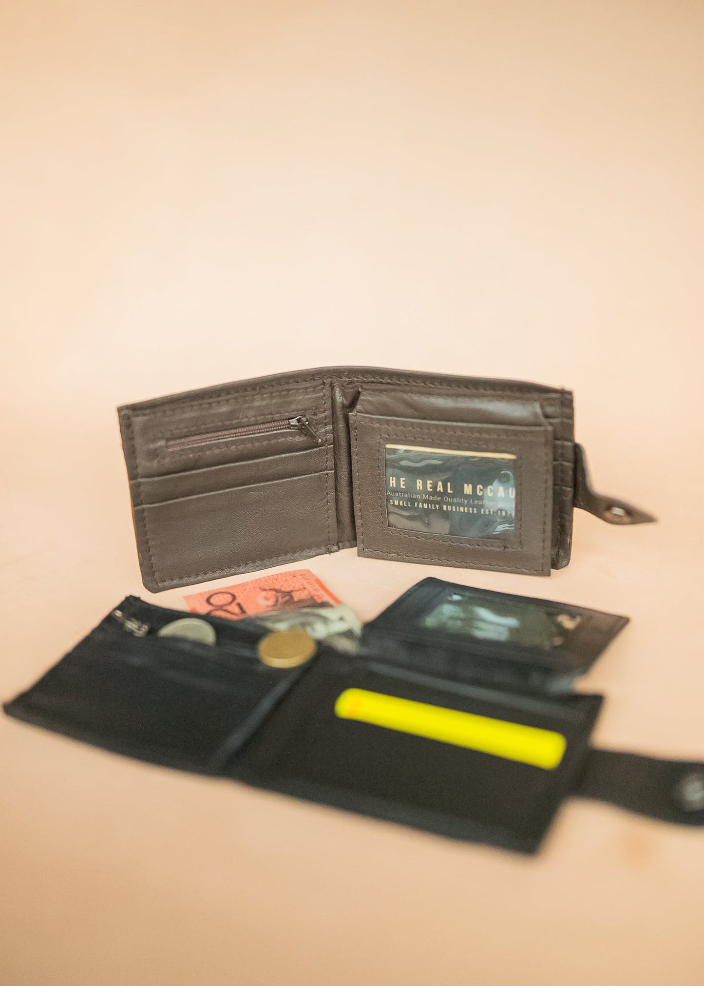 The Real McCaul Wallets Deluxe Men's Wallet - Cowhide Australian Made Australian Owned Leather Men's Wallet- Australian Made - Kangaroo & Cowhide