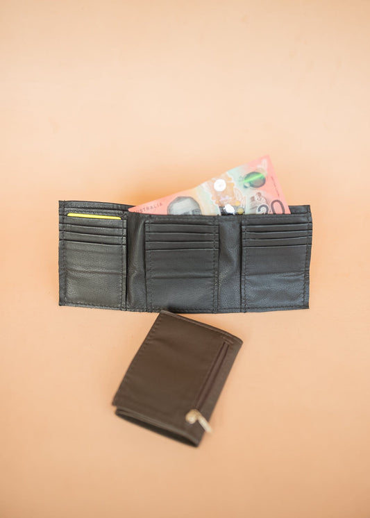 The Real McCaul Wallets Multi Card Trifold Wallet - Cowhide Australian Made Australian Owned Tri-Fold Men's Wallet - MADE IN AUSTRALIA - Kangaroo & Cowhide Nappa