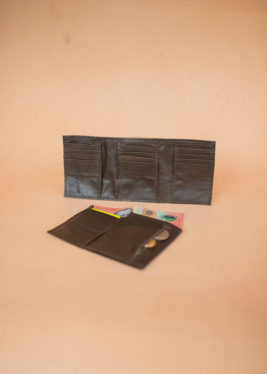 The Real McCaul Wallets Multi Card Trifold Wallet - Kangaroo Australian Made Australian Owned Tri-Fold Men's Wallet - MADE IN AUSTRALIA - Kangaroo & Cowhide Nappa