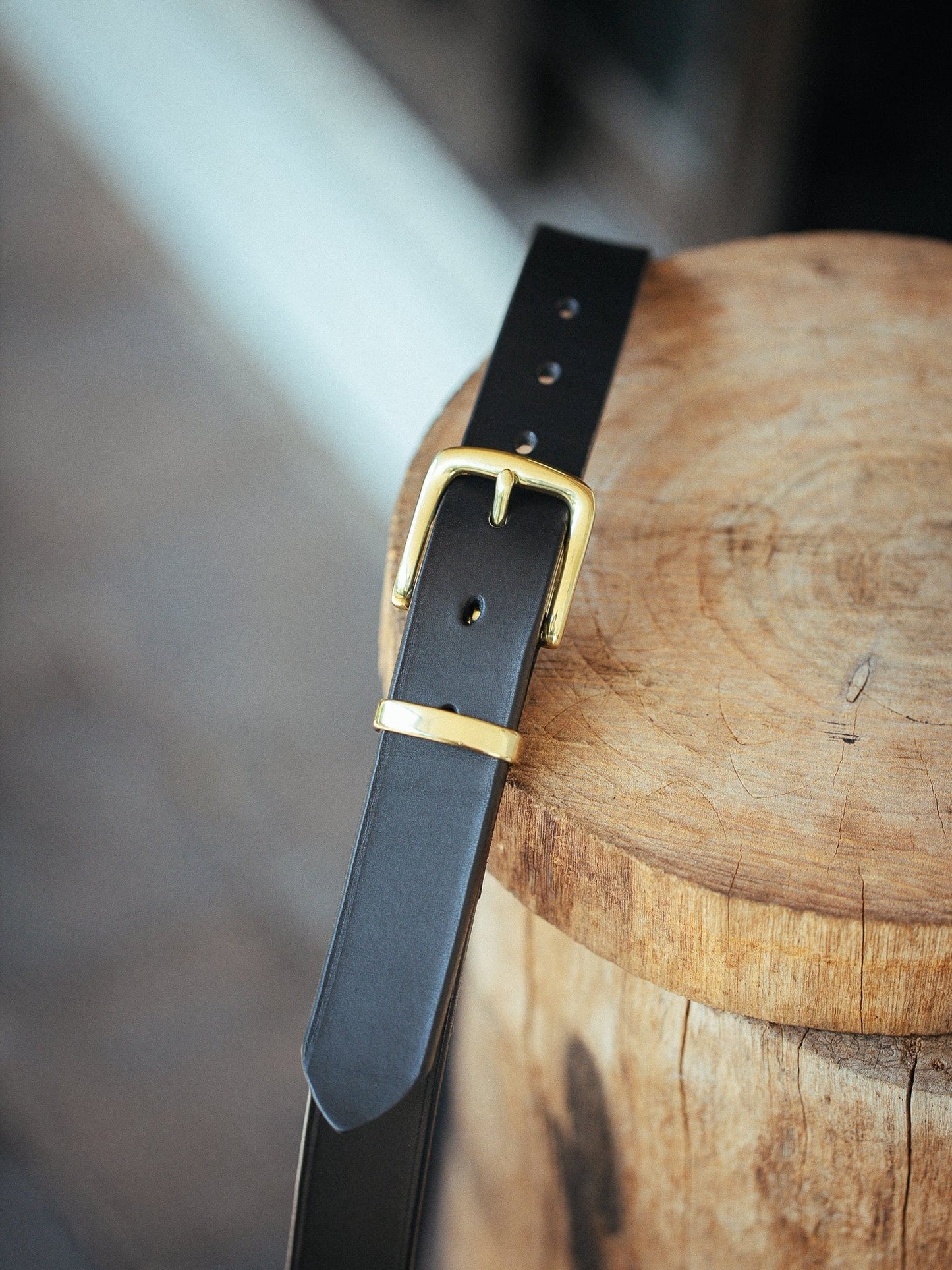 Brush belt buckle & Leather strap 32 mm