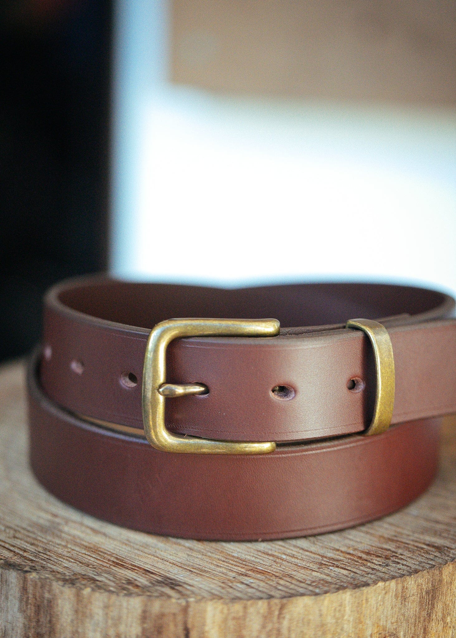 Genuine leather on sale cognac belt handmade