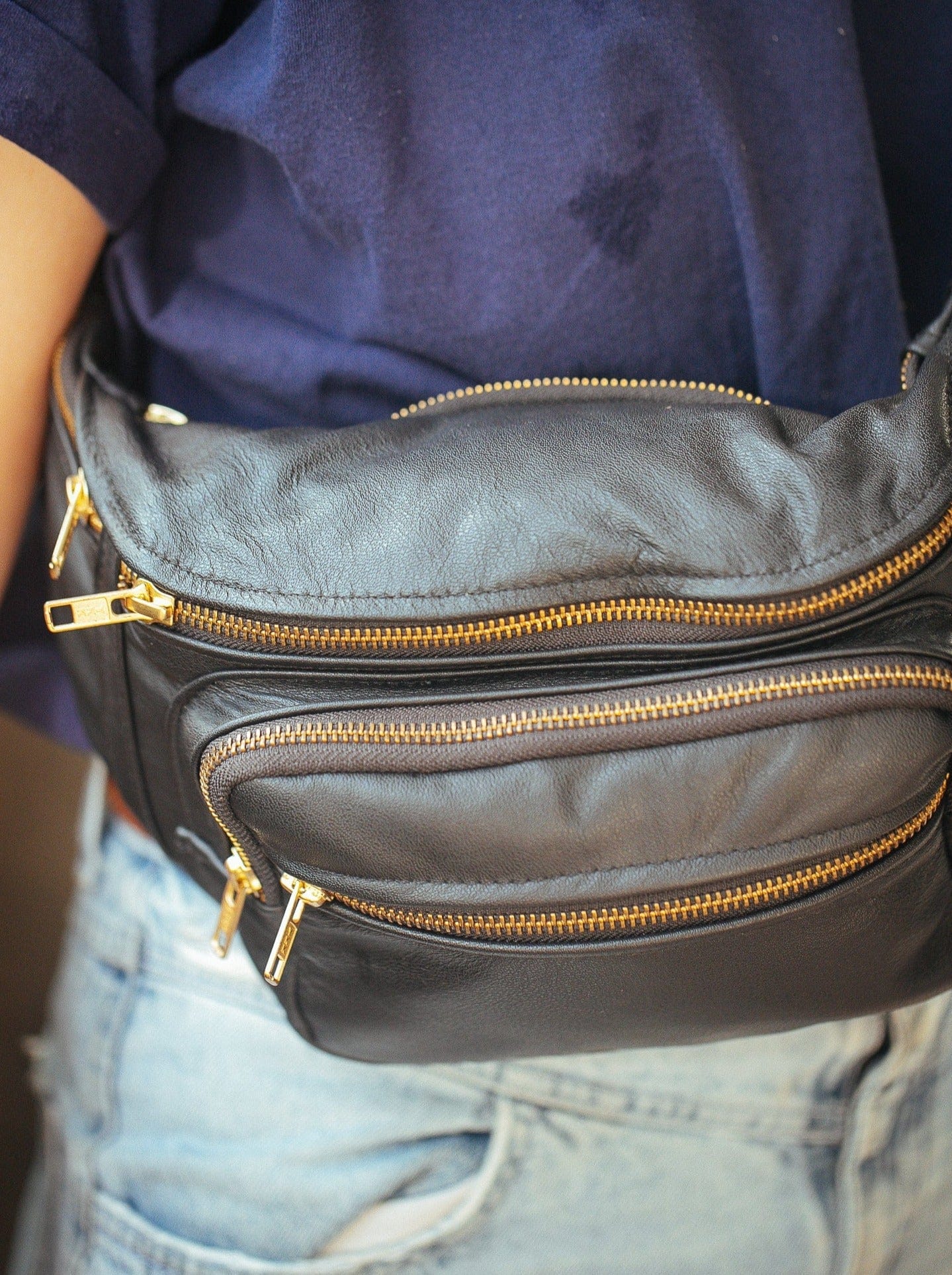Multi-Pocket Belt Bum Bag - Cowhide
