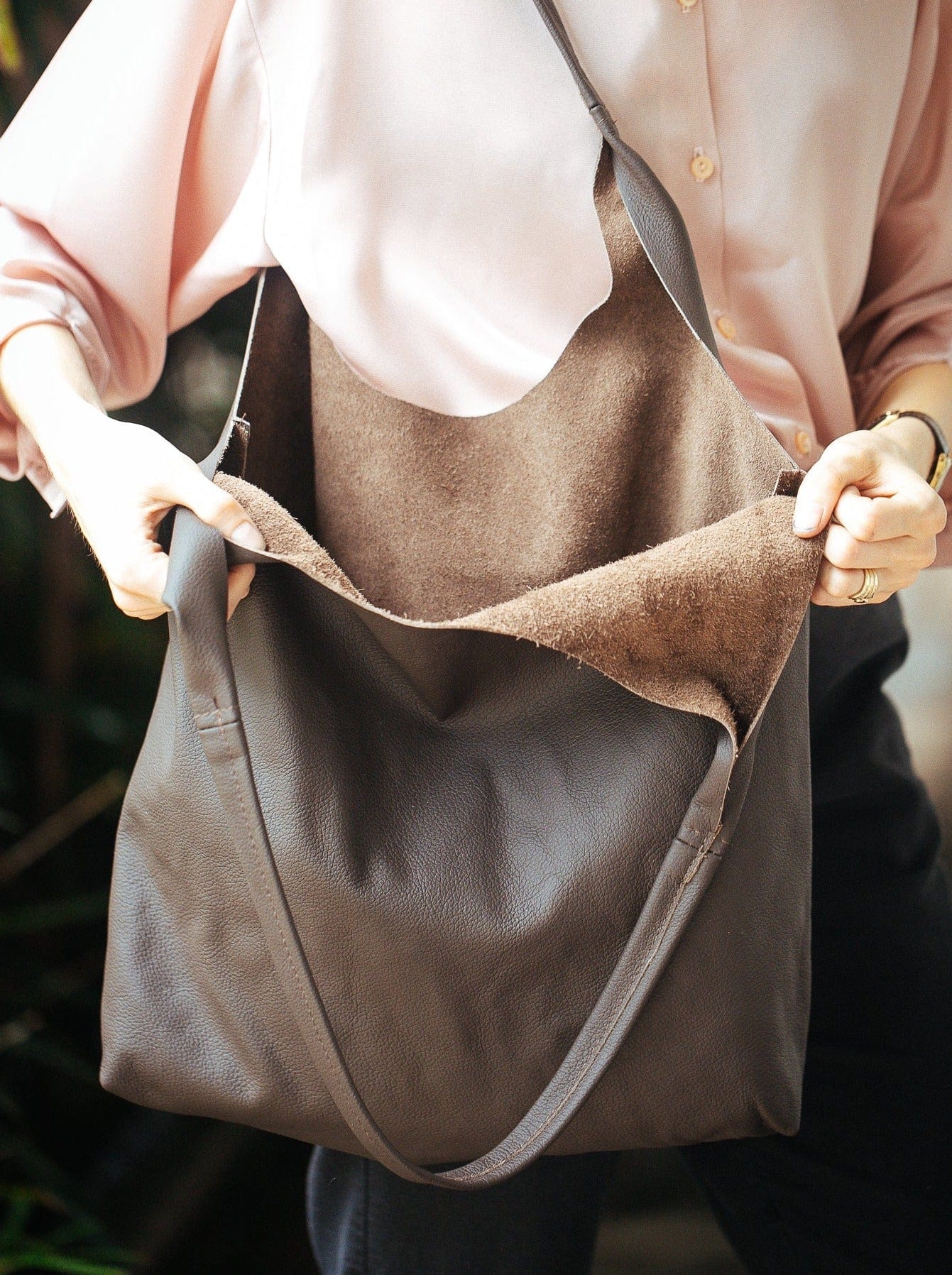 Slouchy leather backpack online purse