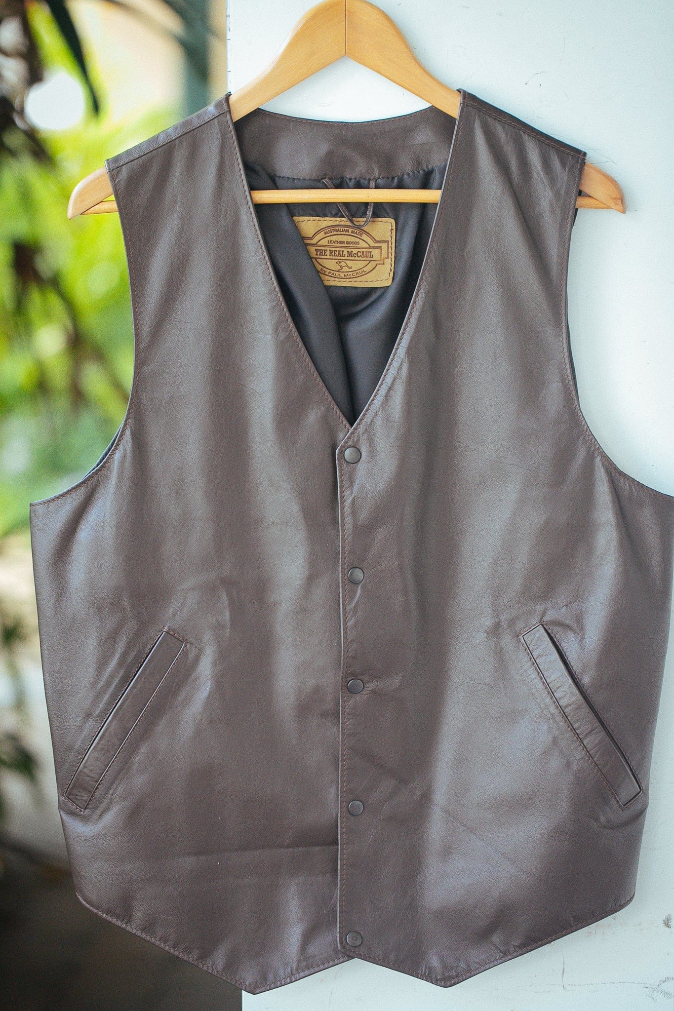 Gray hot sale leather vest