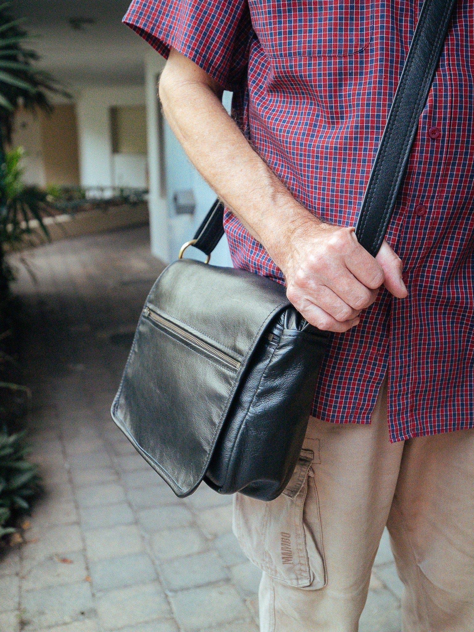 Black discount leather satchel