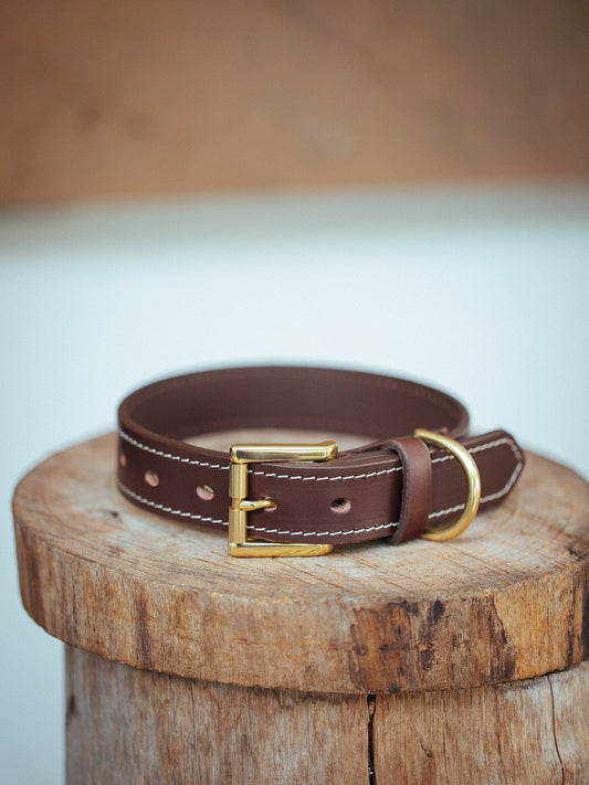 The Real McCaul Leathergoods Pet Collars & Harnesses Rancher Dog Collar - 30mm - Cognac Australian Made Australian Owned Leather Dog Collar with Brass Fittings- Australian Made