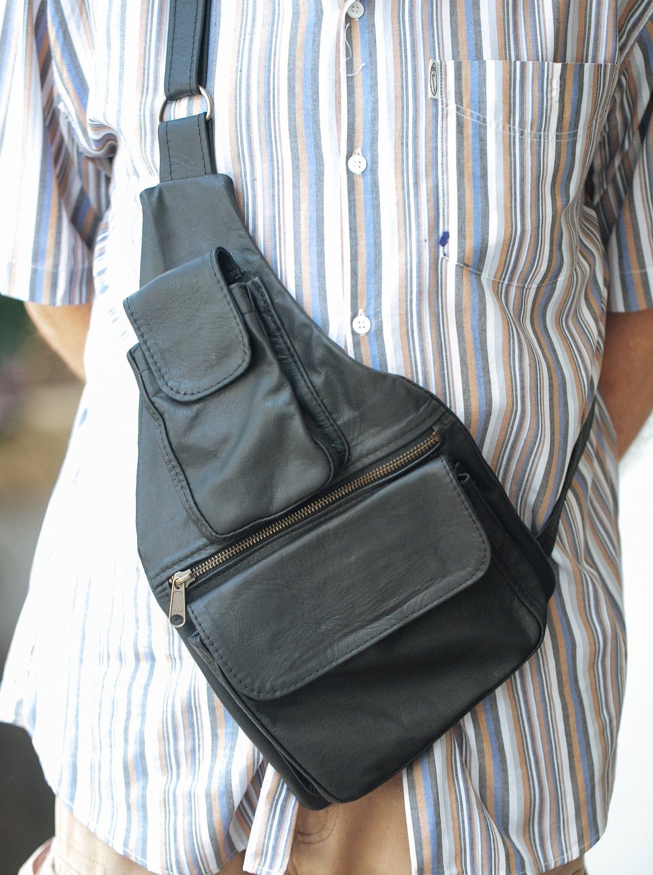 Men's leather best sale crossbody sling bag