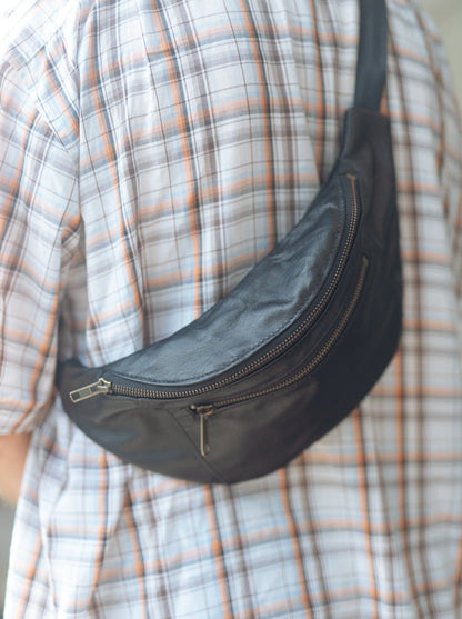 Greek Leather Waist Bag Fanny Pack Handmade Belt Bag Classic Real