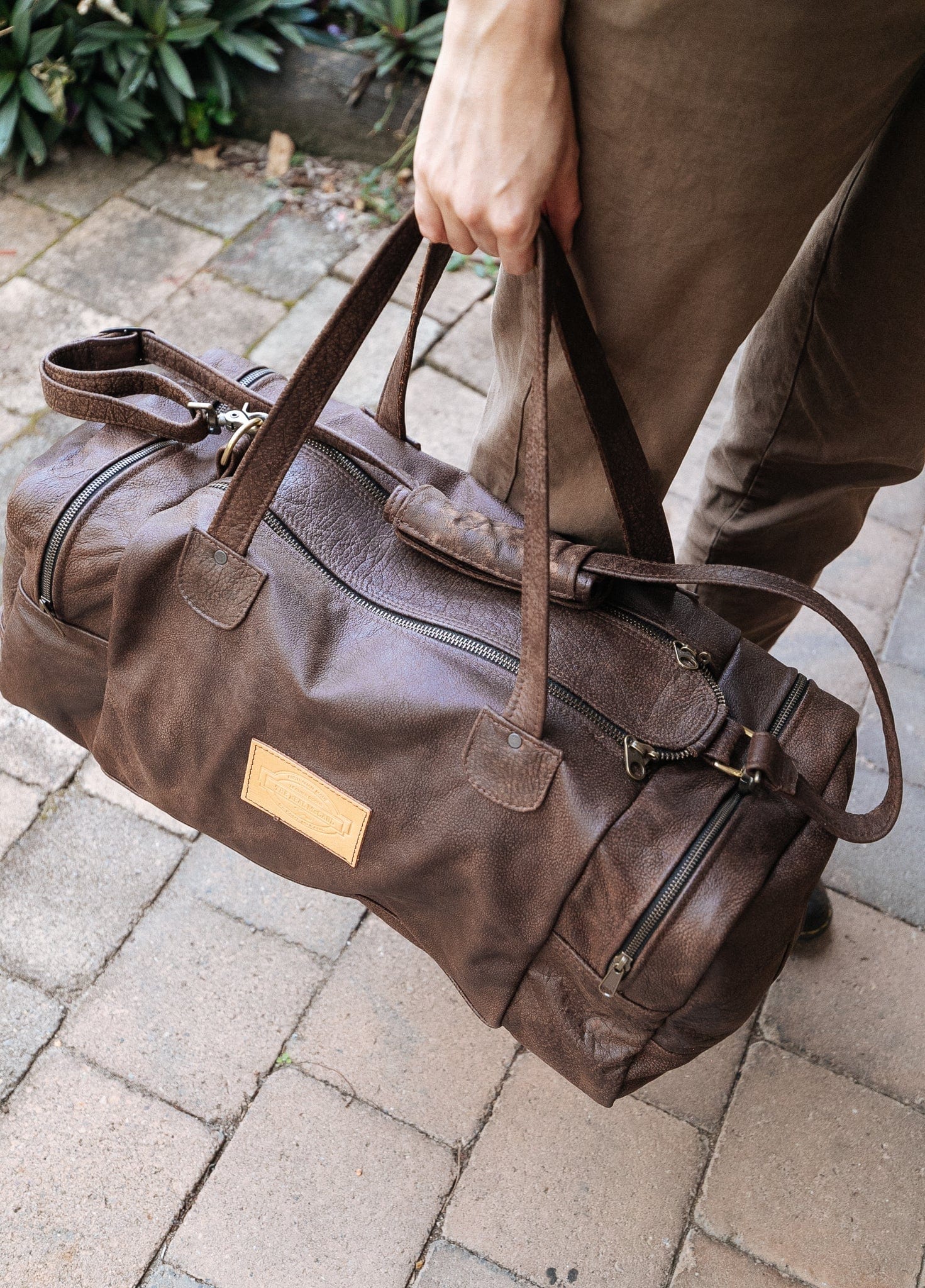 Duffel Bag Buffalo Leather CHAD brown travel bag holdall